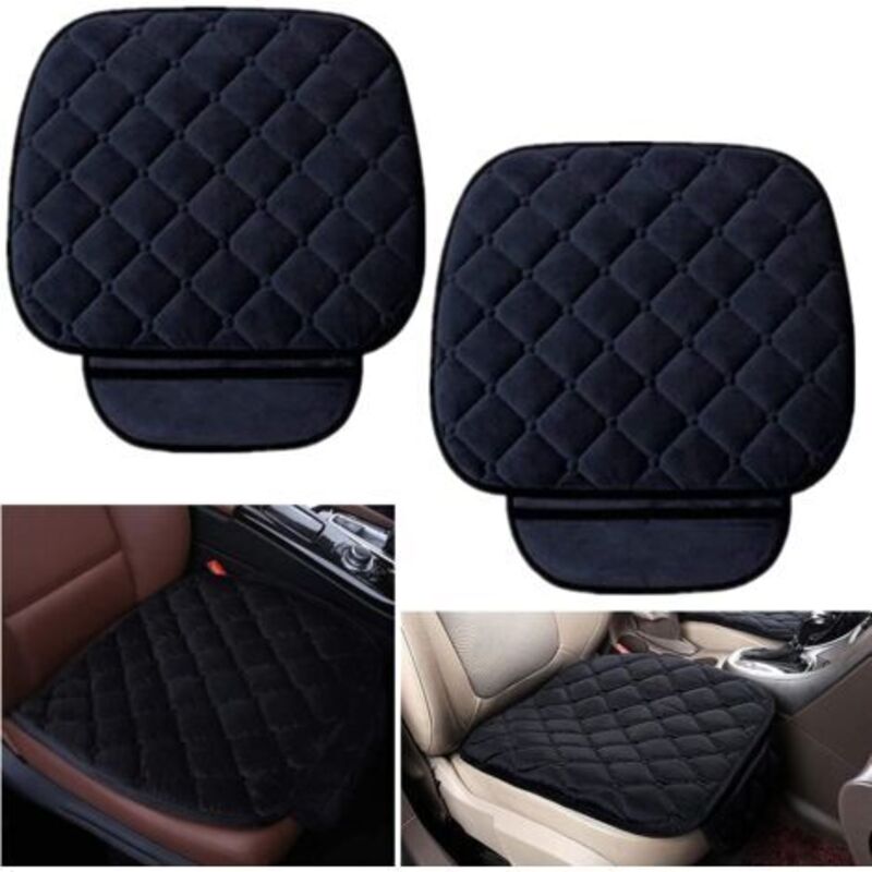 Pr Coussin De Siège De Voiture Housse De Siège Housse En Velours Pour Arrière Chaise Siège Avant Véhicule Housse Protection Tapis Protection Pour Animaux Compagnie (2 Siège Avant, Noir)