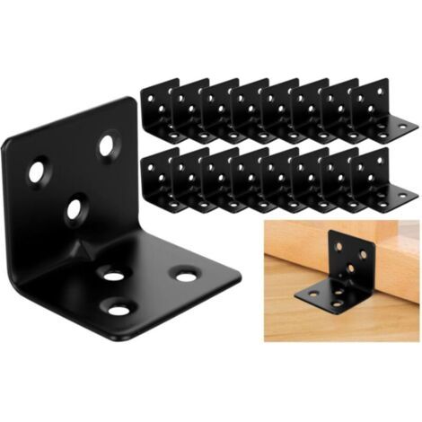 Lot Von 20 Verzinkten Schwarzen Inox-montageteilen, 38 X 30 X 30 Mm, Selbstklebende Plakette Aus Edelstahl, Metall-equerre Zur Fixierung Aus Edelstahl Zur Fixierung Und Reparatur Von Möbeln – Schwarz