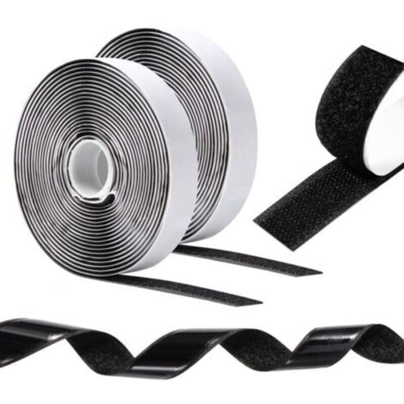 Pr Scratch Autocollant Double Face 10 M X 20 Mm, Bande Scratch Adhésive Puissant, Scratch Autocollant Rubans Pour Cadres De Photos, Moustiquaires, Tapis, Bricolage – Noir
