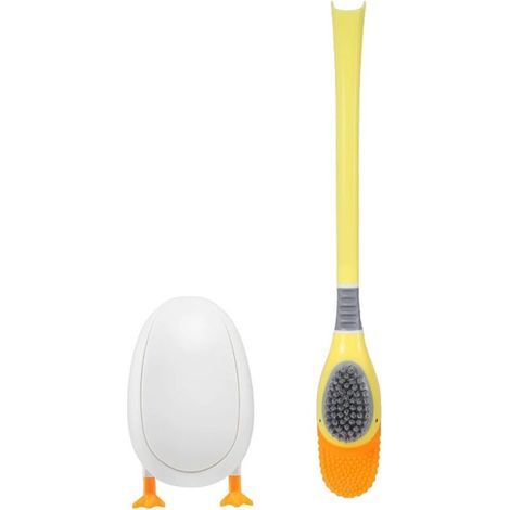 Entenförmige Wand-toilettenbürste Aus Silikon Mit Halter, Wandmontage – Gelb
