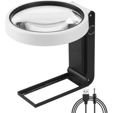 Große Lupe 4,35 Zoll 10x 30x Mit Beleuchtung Und Unterstützung, Lupe Lumineuse Led Portable Debout, Lupe Von Lecture Pliante Mit Für Les Seniors Lire, Point De Croix, Carte, Bijoux