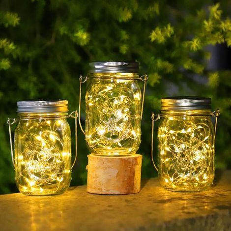 Memkey – Solar-außenlaterne, 3-teilig – 30 Leds – Ip65-strahlung – Solar-hochleistungs-außenleuchte – Garten-/terrassendekoration – 30 Led