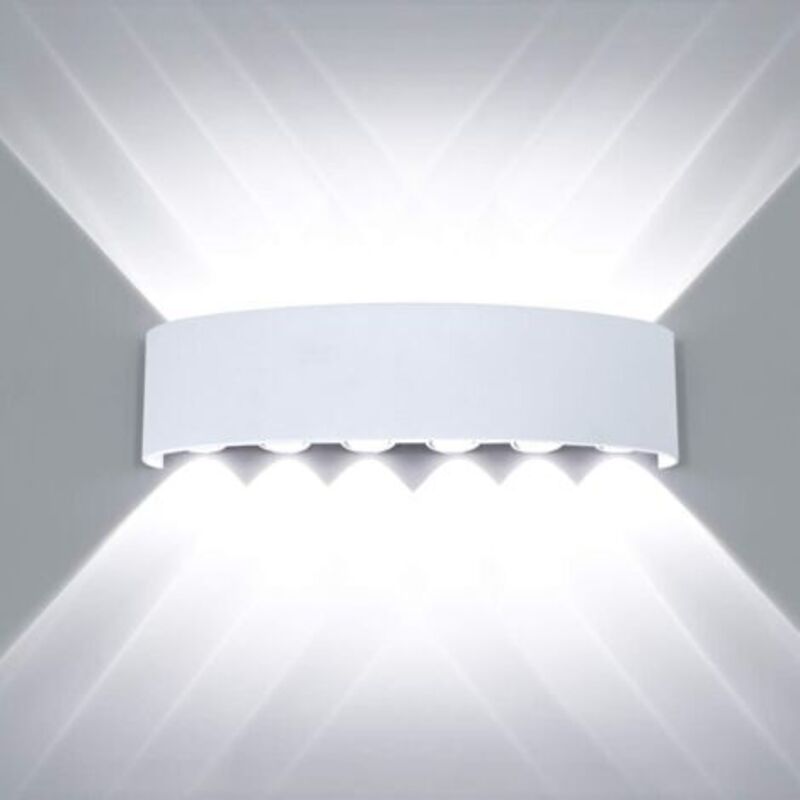 Pr Moderne Wasserdichte Wandleuchte Mit Led-wandleuchte, Wandleuchte Aus Aluminium, Led-wandleuchte Für Den Innen- Und Außenbereich, Für Badezimmer, Schlafzimmer, Salon, Veranda, Escalier, 12 W, Weiß
