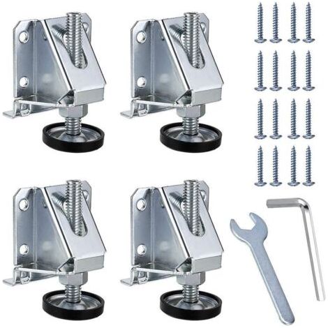 4 Stück Verstellbarer Flacher Fuß, Sechskantmutter, Schloss, Möbelbeinnivellierer Mit Sicherungsmutter Für Möbel, Silber, Silber