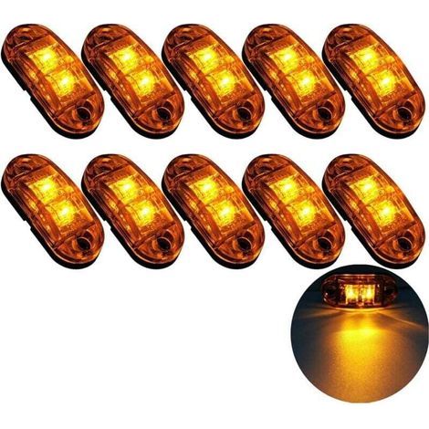 10x 2 Led-feux De Marquage Lateral 12 / 24v Feux De Gabarit Led Remorque Lampe Latérale Avertissement Lumière Gelb Für Camion Rv Caravan