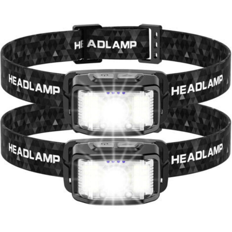 2-teilige Led-frontlampe, Ultrastark, 2000 Lumen, Bewegungserkennung, Zum Angeln, Camping, Radfahren, Laufen