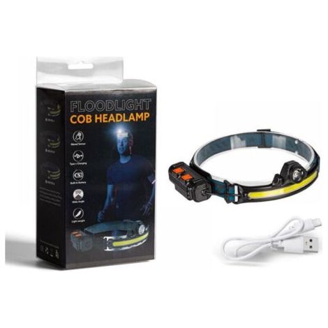 Wiederaufladbare Leistungsstarke Frontlampe, 2000 Lm, Frontale Led-zoom-taschenlampe Mit Integriertem Bewegungsmelder, 2200 Mah, 6 Modi, Cob-frontlampe, 270 °, Leuchtweite Für Strecken, Camping, Radfa