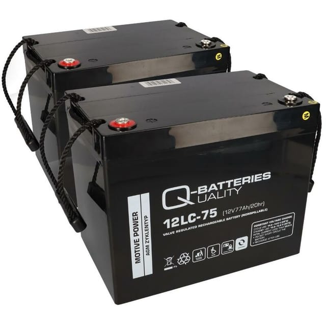Quality Batteries - Ersatzakku f. Ortopedia Allround, Rordo & Touring 2x Bleiakku 12LC-75 M6 12V 75Ah zyklenfest qb