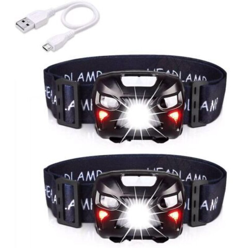Led-frontlampe, Wiederaufladbar, Usb-taschenlampe, Leistungsstarke Frontlampe Mit 400 Lm, 8 Beleuchtungsmodi, Ipx4-strahlung, Bewegungsmelder Für Angeln, Camping, Wandern, Radfahren, Reisen