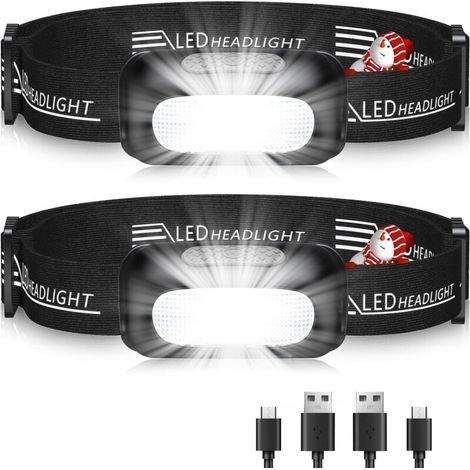 Frontlampe, [lot De 2] Ultra Puissante Led-frontlampe, Wiederaufladbar Mit 3 Modi, Weißes Und Ipx4-licht, 60° Verstellbare Front-lauflampe Für Erwachsene/kinder