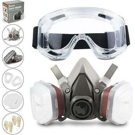Aiperq – Respirateur Réutilisable Demi-masque 6200 – Atemschutzmaske Aus Silikon – Lunettes Anti-buée – Filtres 95% Pour Peinture Et Soudage