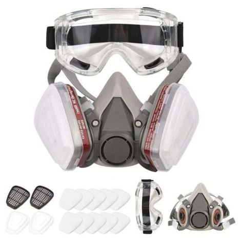 Wiederverwendbare Demi-maske 6200 Grau – Sicherheitslünetten Inklusive – Schutz Für Malerei Und Feuchtigkeit – Komfort Und Silikon