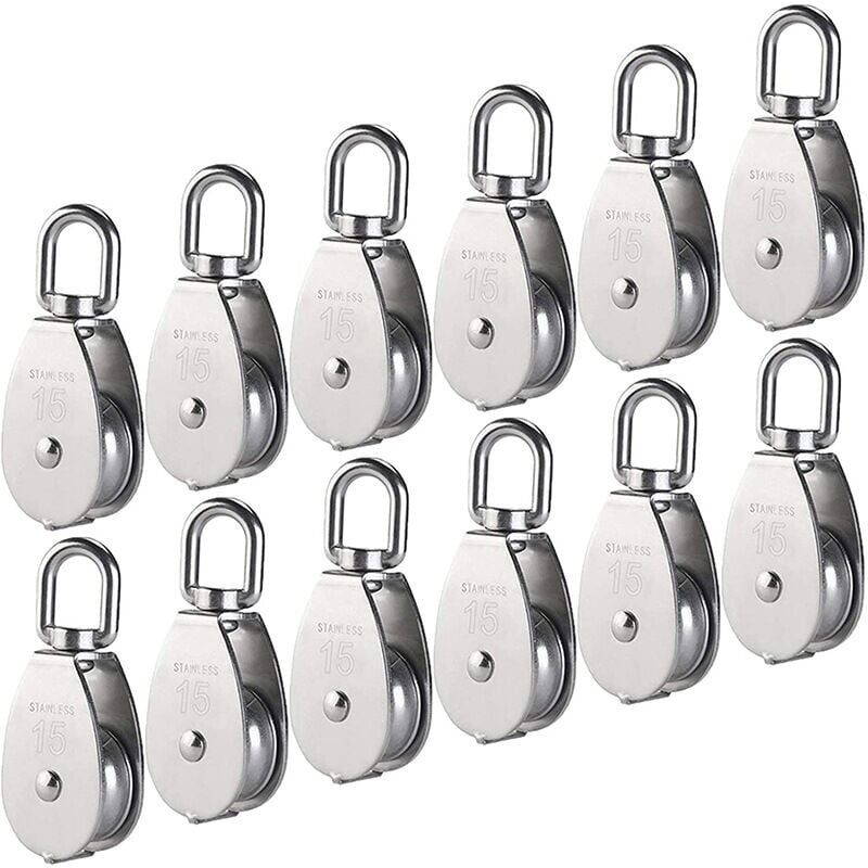 12 Stück M15 Einfaches Und Rostfreies Edelstahl 304, 15 Mm, Gehäkeltes Lisse Fil Corde-kabel, 15 Mm, 77 Lbs/35 Kg