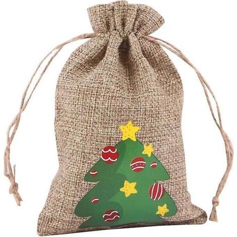 10 Stück Weihnachts-jutebeutel Mit Kordelzug, Sackleinen, Geschenkbeutel, Party-süßigkeitsbeutel