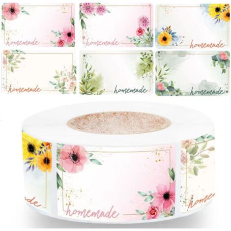500 Stück Marmeladenetiketten, Rechteckige, Selbstklebende Blumenetiketten, Glasaufkleber, Geeignet Für Den Marmeladenspender Für Marmeladengläser, Würzige Kandierte Früchte