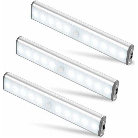 3er-set, 10 Led-leuchten, Drahtlos, Wiederaufladbar Über Usb, Magnetisch, Bewegungserfassung, 2 Beleuchtungsmodi, Tragbar. Plakatbeleuchtung, Sicherheitsbeleuchtung, Schleier Für Kinder