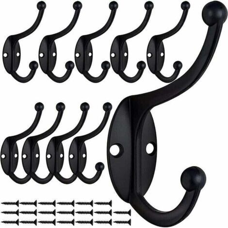 10 Stück Retro-kleiderhaken, Vintage-wandgarderobenhaken, Xu, Metall-türhaken Für Badezimmer, Küche, Schlafzimmer, Eingang (schwarz)