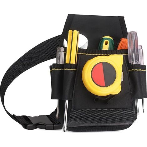 Werkzeugtasche – Werkzeuggürtel: 24 X 15 X 6 Cm, Elektriker-werkzeugtasche, 6 Außentaschen, Werkzeugtasche, Verschleißfest, Verstellbarer Werkzeuggürtel Für Herren, Schwarz