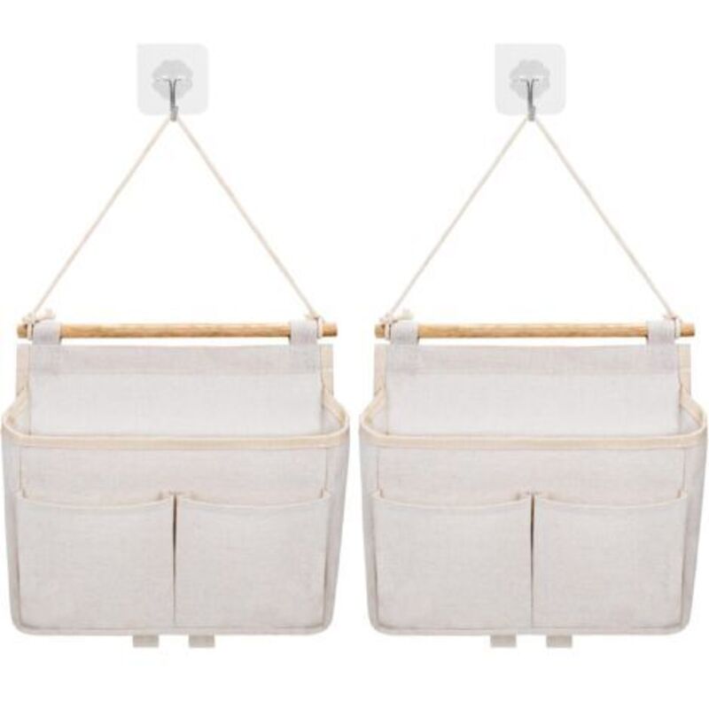 Wand-aufbewahrungstasche, 2 Stück, Hängetasche, Taschen-organizer (beige)