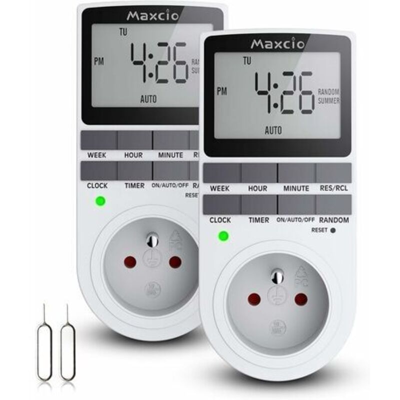 Preisprogrammierbarer Digital 16a/3680w – Numerische Minuterie 24h/7j – Lcd-bildschirm – Modus Aléatoire Antivol – Économie D'Énergie (2 Packungen)