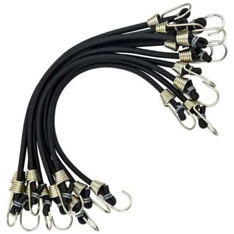 Set Mit 10 Bungee-seilen 30 Cm – Gummi Und Metall – Robuste Haken Für Camping, Anhänger, Motorrad Und Fahrrad