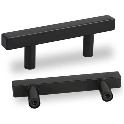 Set Mit 5 Schwarzen Küchenmöbelgriffen. Schwarzer Küchengriff. Schwarzer Küchentürgriff. Schwarzer Küchenschrankgriff Aus Edelstahl. Mittenabstand 64 Mm