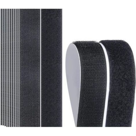 Set Mit 20 Selbstklebenden Streifen, Schwarzen Und Weißen Klettstreifen, Wiederverwendbaren Klettstreifen, Stark Haftenden Streifen, Runden Klettstreifen (2,5 X 10 Cm) (schwarz, Rechteckig)