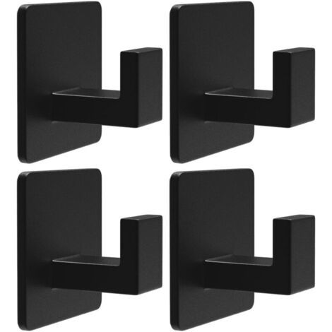 2er-pack Selbstklebende Edelstahl-wandmontage-geschirrtuchhaken, Kleiderhaken, Quadratische Handtuchhaken, Garderobenständer, Badezimmer (mattschwarz)