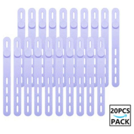 20 Stück Wiederverwendbare, Waschbare Silikon-kabelbinder Mit Verschlussschnalle, Verstellbare Befestigungsgurte, Vielseitig Einsetzbarer, Hochelastischer Kabel-organizer (lila)