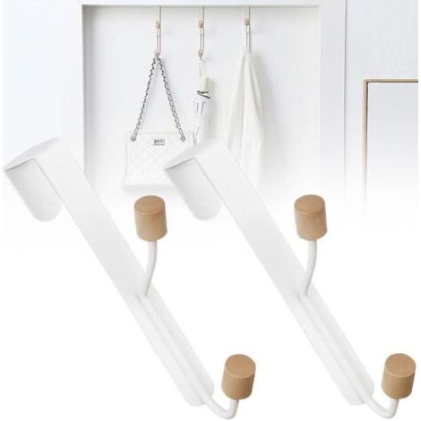 2 Stück Doppel-kleiderhaken, Handtuch- Und Trocknerhaken, Ohne Bohren, Türhaken, Hängende Türhaken Für Türen, Badezimmer, Küchen, Mäntel, Hüte (weiß)