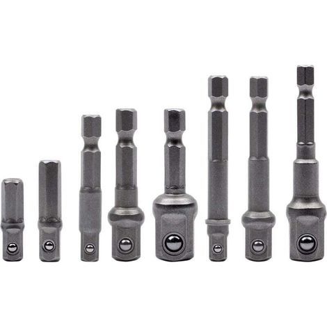 Set Mit 8 Innensechskant-adaptern 1/4 Zoll Auf 1/4 Zoll 3/8 Zoll 1/2 Zoll Für Akku-bohrschrauber-steckschlüssel-bithalter