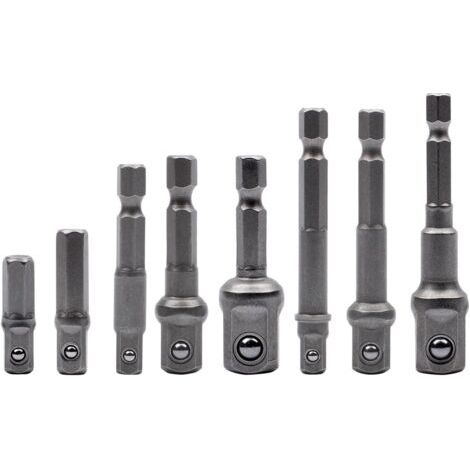 Steckschlüssel-adapter-set Mit 8 Stück, 1/4-zoll-sechskant-adapter Auf 1/4-zoll-, 3/8-zoll-, 1/2-zoll-stecknuss, Für Akku-bohrschrauber Und -schraubendreher, Steckschlüsseleinsätze Und Bithalter