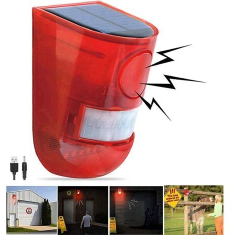 Solaralarm, Bewegungsmelder, 110 Db, Stroboskoplicht, Erkennung Nur 8 M, Autonomie 30 Tage, Sicherheit In Der Villa Und Am Hof