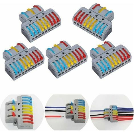 Satz Mit 6 Elektrischen Anschlussklemmen – Flammhemmendes Pa66-nylon – 4kv-druck – 0,08 Bis 4 Mm Kabel – Schnelle Installation Mit Clip