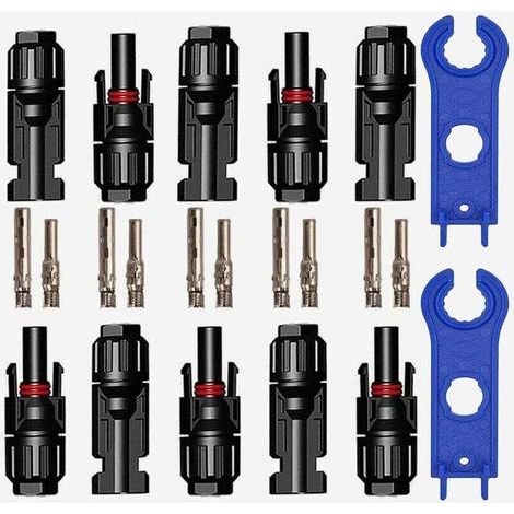 Ulisem 5 Es Pv-stecker, Photovoltaik-solarstecker Mit Sechskantschlüsseln, Wasserdichte Männliche + Weibliche Solar-elektroanschlüsse Für Solarmodule, Kabelzubehör, Schwarz
