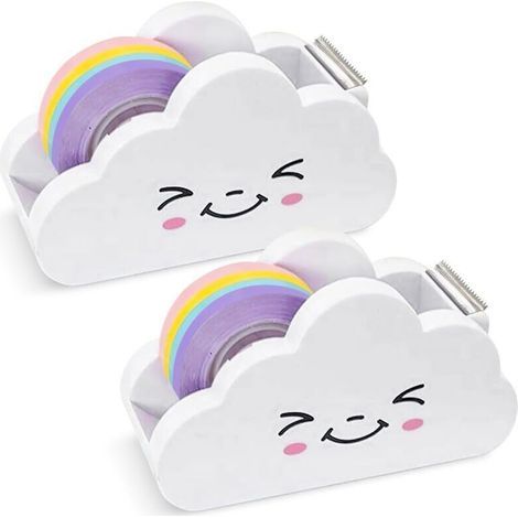 2er-set Klebebandabroller, Büro-klebebandabroller, Klebebandabroller, Klebebandabroller, Klebefolienabroller, Mit 2 Rollen Regenbogen-klebeband, Für Büro Und Mai