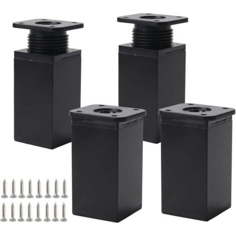 4er-pack 8 Cm Verstellbare Möbelbeine Aus Schwarzem Metall Mit 16 Schrauben Für Küchenschränke Und Verstellbare Tische (schwarz, 8 Cm)