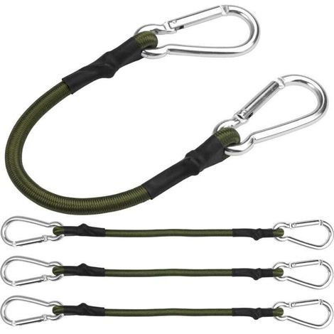 Set Mit 4 Bungee-spannern Mit Karabiner, 30 Cm Bungee-seil Mit Karabiner, Elastisches Gepäckseil, Robuste Elastische Gurte Mit Haken Für Camping, Planen, Zelt, Gepäck, Auto