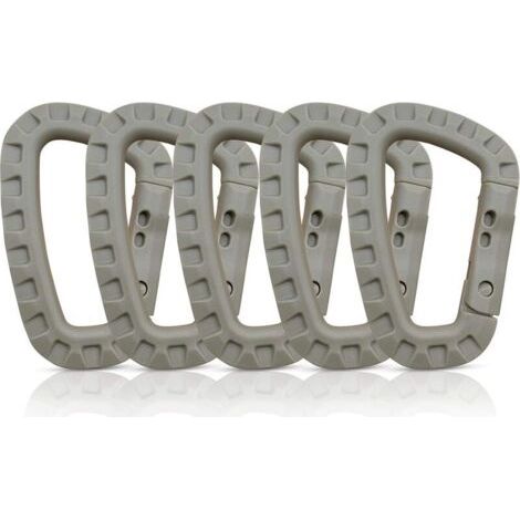 Ahlsen Karabiner 5er Set, Kunststoffkarabiner, Taktischer Karabiner, Militärkarabiner, Premium Hartplastikkarabiner, Robust, Multifunktionale D-form
