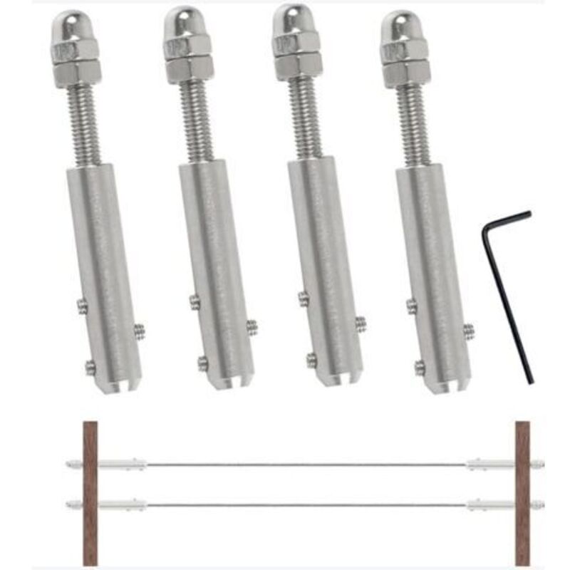 Set Mit 4 4-mm-kabelspannern Aus Edelstahl – M6 X 50-gewindeschrauben Zur Befestigung – Zugfestigkeit Für Industrielle Anwendungen