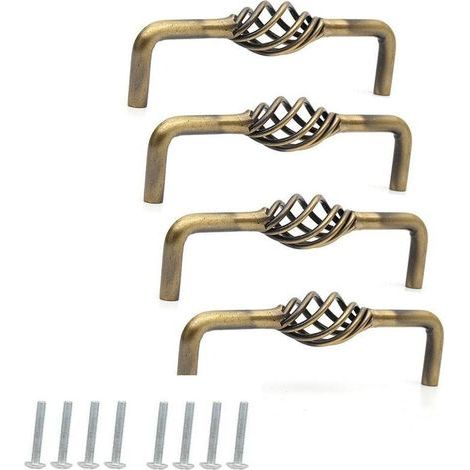 Ensemble Aus 4 Antiken Holzgriffen Und Inconel Für Kommodentüren – Bronze/96 Mm
