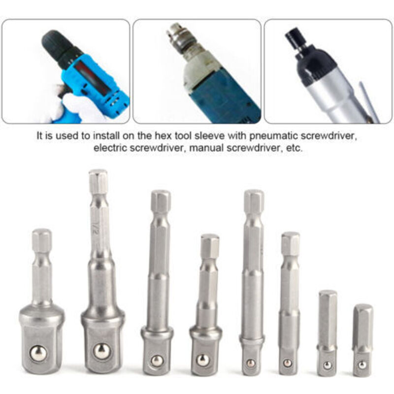 8-teiliges Steckschlüssel-adapter-set, Verlängerungsstange, 1/4-zoll-sechskantschaft, Schlagbohrer-bits
