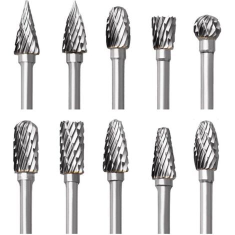 Wolframkarbid-frässtift-set Für Dremel, 10-teilig, Doppelschnitt-frässtifte Mit 1/8-zoll-schaft Zum Holzschnitzen, Gravieren, Bohren, Polieren, Metallbearbeitung