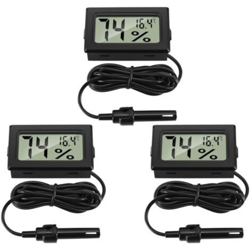 Digitales Thermometer-hygrometer Mit Externer Sonde, Temperaturmesser, Luftfeuchtigkeitsmesser Für Reptilien-brutschrank, Geflügel, Reptilien, Wohnzimmer, Büro (3 Stück)