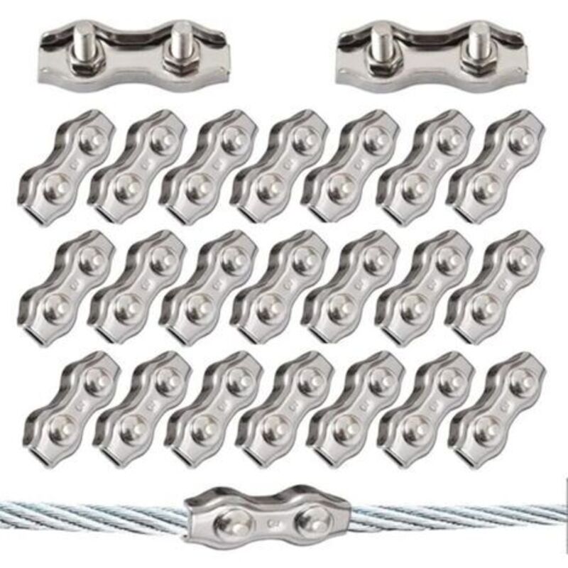 20 Stück Duplex-clips, M3-drahtseilklemmen, Edelstahl 304, Duplex-klemmen Für 3 Mm Drahtseil-rigging