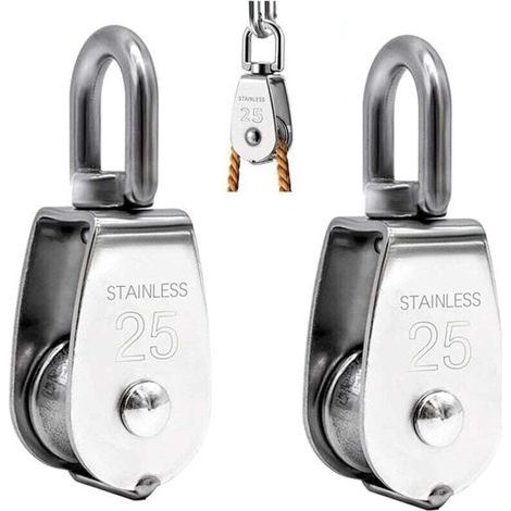 Lot Von 2 Poulie De Levage, Poulie Simple Und Acier Inoxydable 304 Poulie Simple M25, Ladung 150 Kg