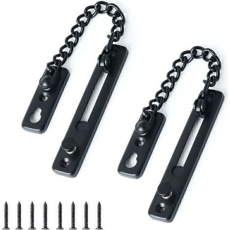 (2 Stück) Sicherheits-begrenzungskette Für Die Türöffnung Verrou De Porte Anti-vol À Ressort Avec Vis Pour Porte Interne À Domicile, Finition Noire Matte En Acier Inoxydable