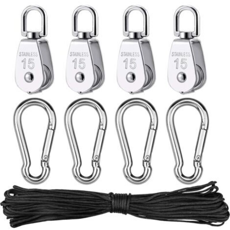Prèces Poulie En Acier Inoxydable, Poulie De Levage Simple Mit Corde Pour Cordes Camping Randonnée Pédestre