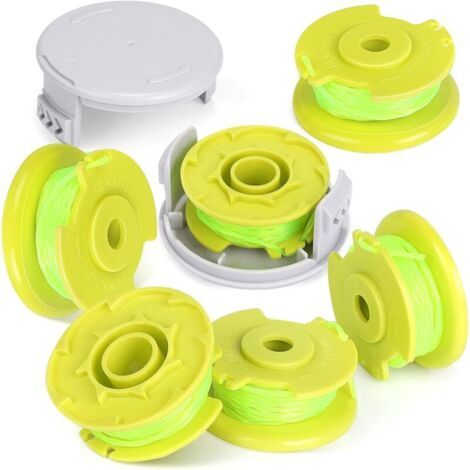 8 Stück Fadentrimmerfaden, Spule, Freischneiderfaden, Kompatibel Mit Ryobi One, Ø 2,0 Mm, 3,4 M Spule, Kantentrimmerfaden (6 Rotofil-schnüre + 2 Abdeckungen)