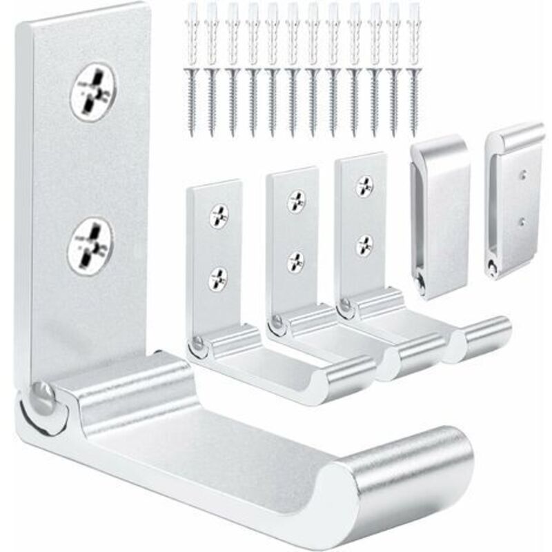 Faltbare Wandhaken, Aluminium-klapphaken Zum Aufhängen, Faltbare Kleiderhaken, Wandhandtuchhaken Für Badezimmer, Kopfhörer-wandhaken (silber, 6 Stück)
